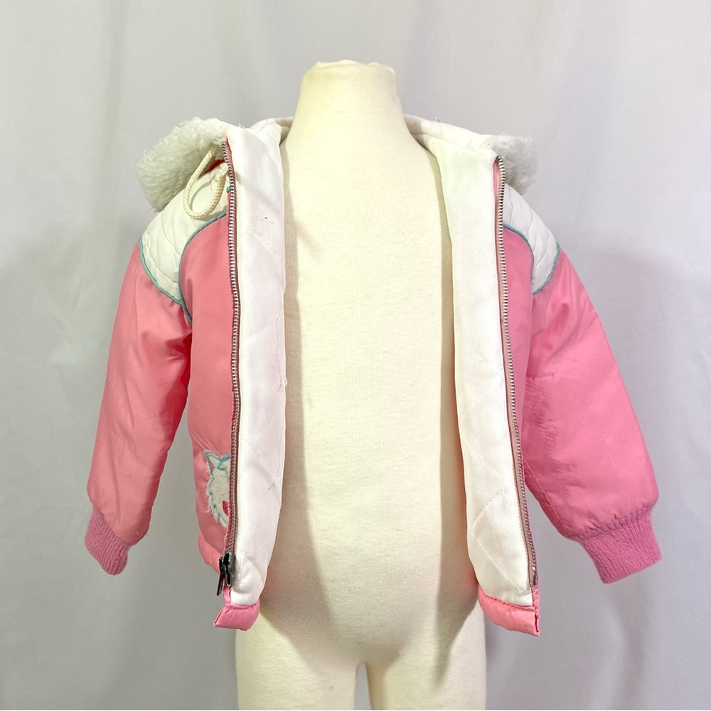 Girl’s Sears Vintage 80’s Pink Kitty Coat 3T 4T Winter Cat Jacket - Picture 9 of 10